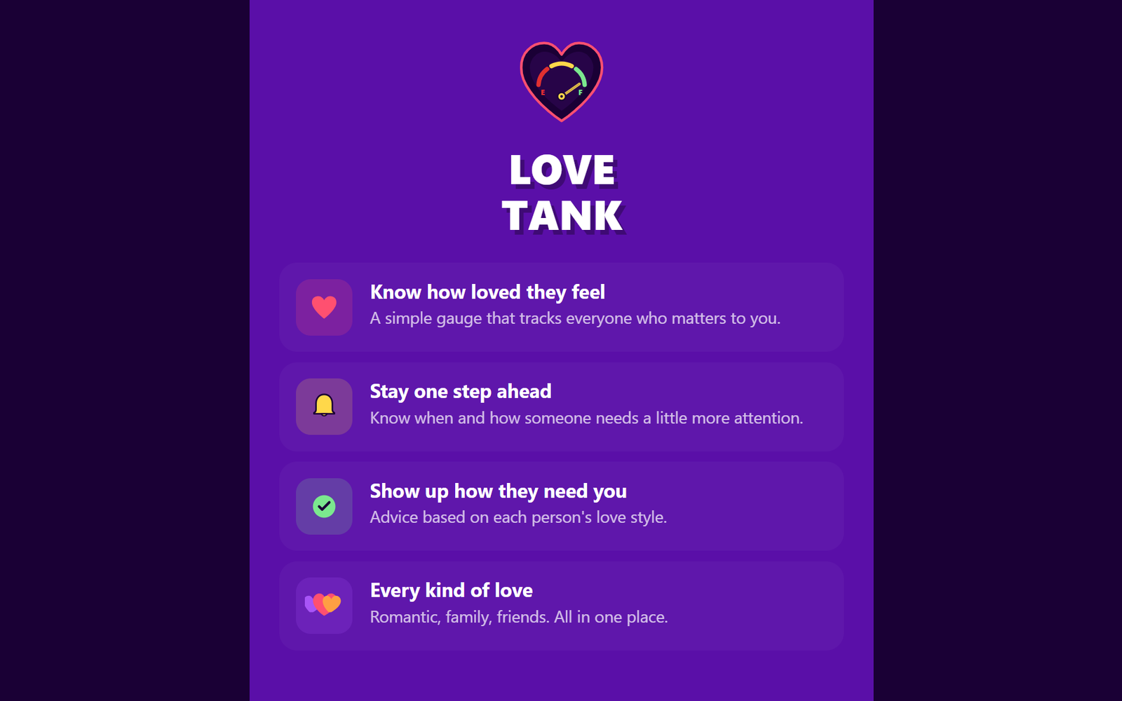 The Love Tank app